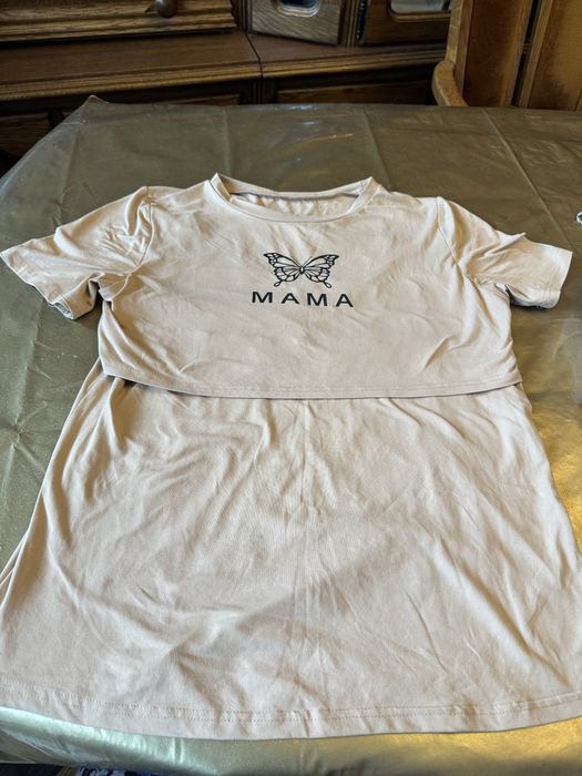 T-shirt bluzka do karmienia/ ciążowa  Mama L bezowa