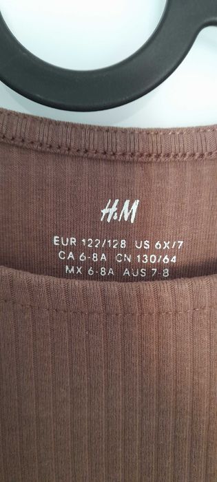 Czekoladowa sukienka dziewczęca H&M r. 122/128