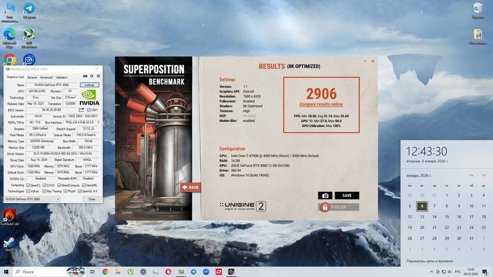 Видеокарта Asus phoenix RTX 3060 V2