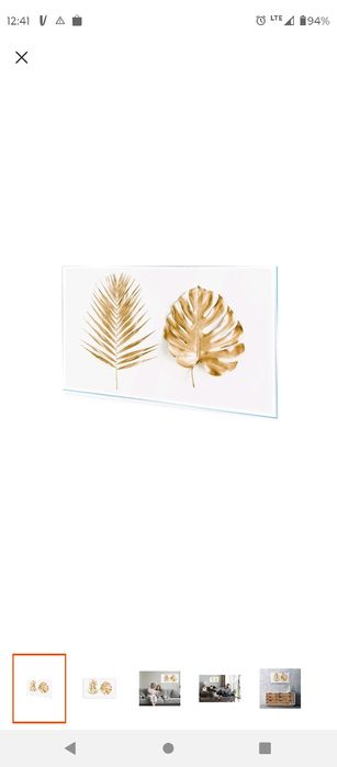 Złote liście palmowe obraz rysunek