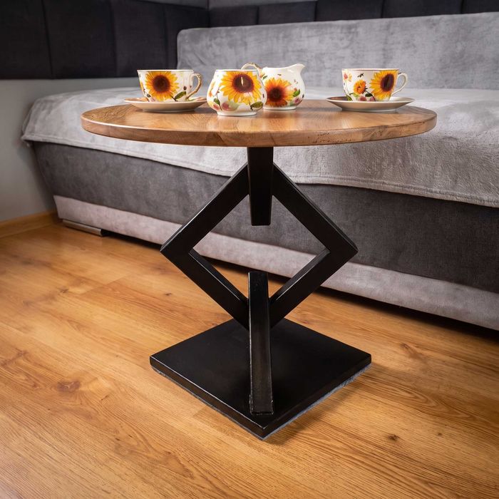 Stolik kawowy | Dąb + stal | Loft