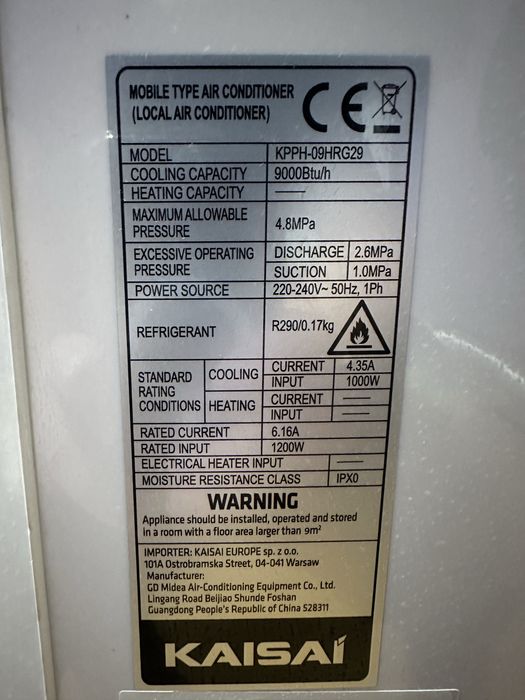 Klimatyzator przenośny KAISAI