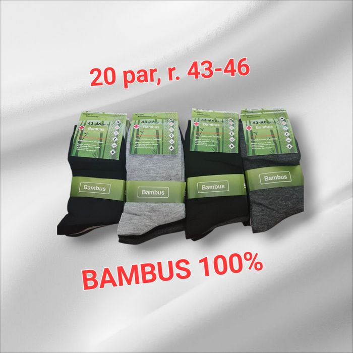 20 par skarpety męskie zdrowotne bambusowe 100% rozmiar: 43-46
