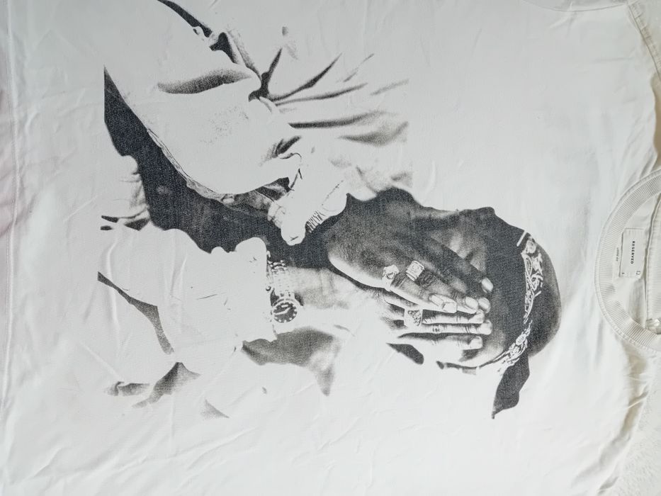 #Reserved T-shirt kremowy #Tupac