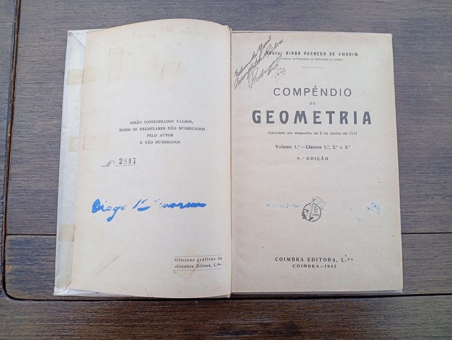 livro "Compêndio de Geometria" (Volume 1.º)