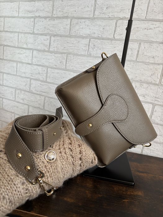 Nerka damska Maxi taupe cappuccino | szeroki pasek | zlote okucia