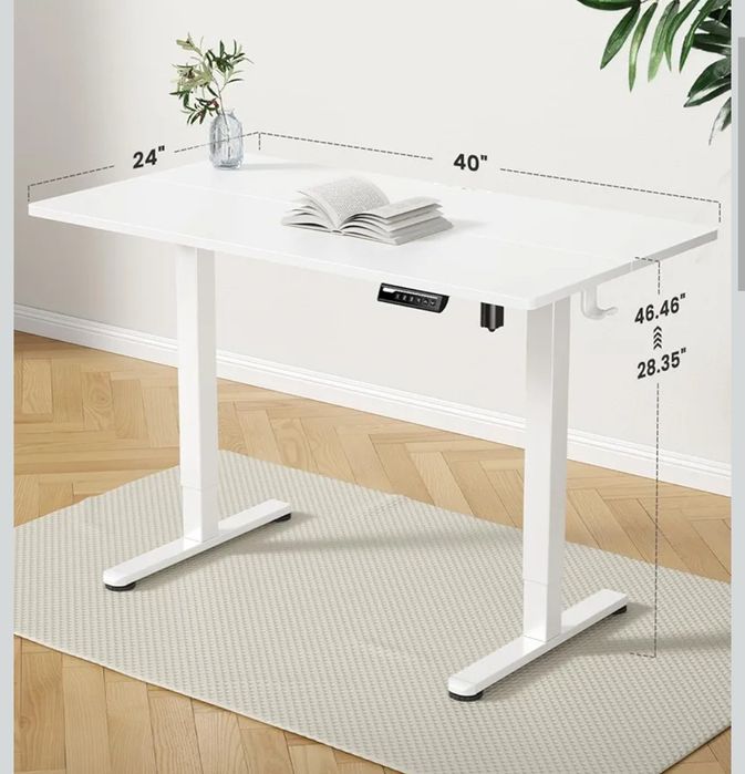 Biurko ErGear z elektryczną regulacją wysokości, białe 100x60cm