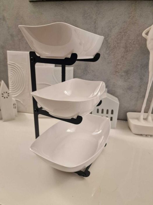 Stojak miski na owoce warzywa akcesoria do kuchni 3 poziomy