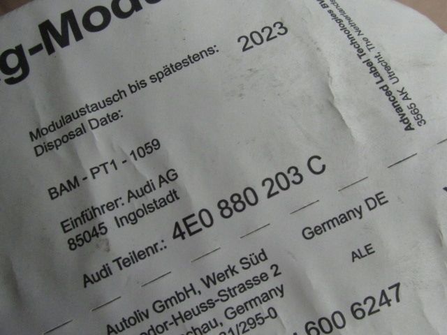 audi a8 d3 lift poduszka pasażera airbag 4e0880203c