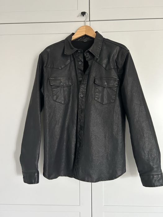 Koszula męska woskowana czarna D.W Jeans imitująca skórzana powlekana