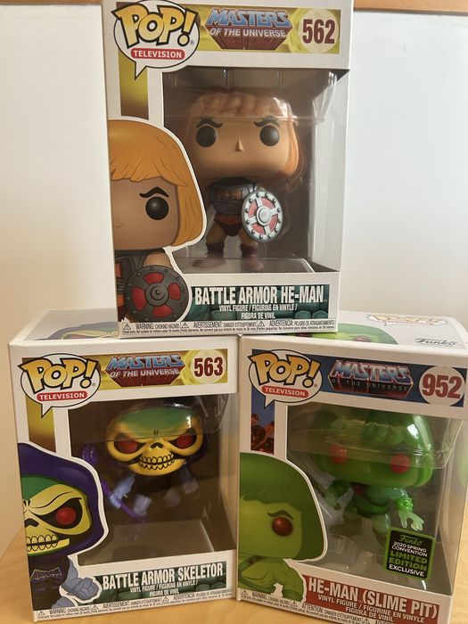 Funko pops Marvel, Harry Potter, Toy Story, He-Man, Star Wars, Batman.