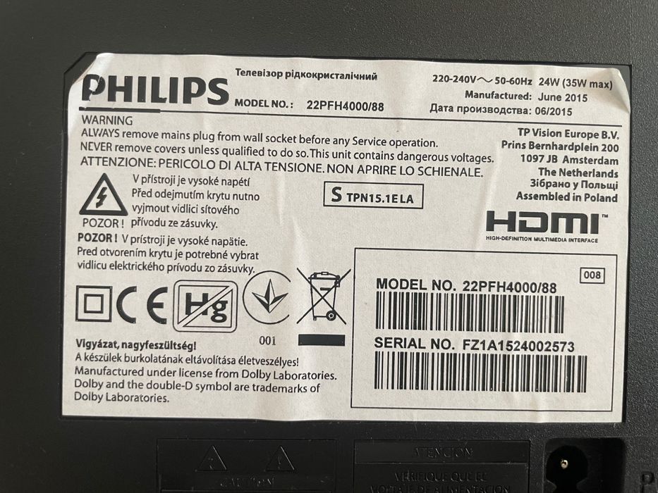 Tv philips 30 / 50