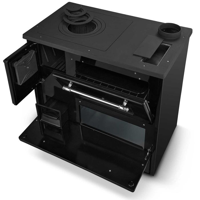 Kuchnia na drewno piec koza kuchnia czarny z płaszczem wodnym 16kW