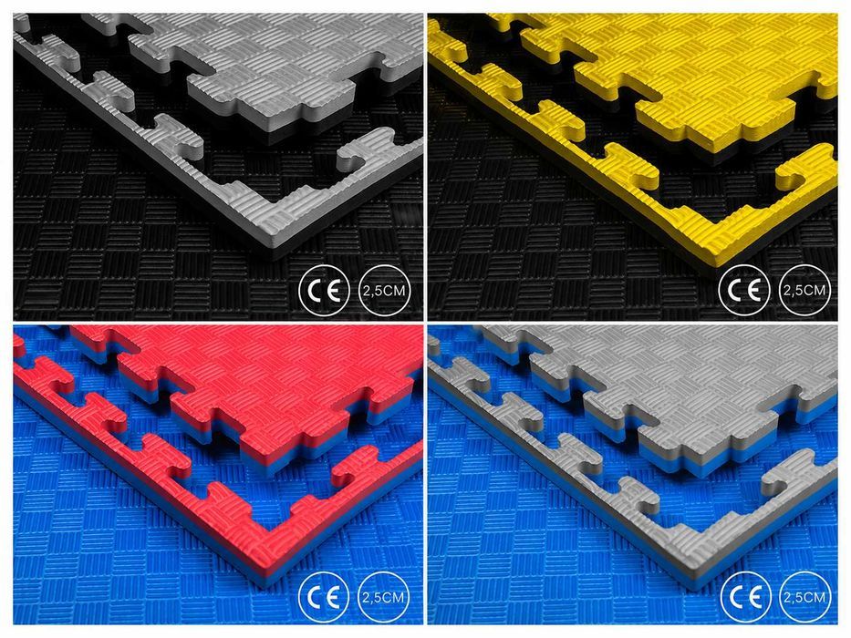 Mata 100 x 100 x 2,5cm Czarna Szara Niebieska Czerwona Puzzel pod Sprzęt z Certyfikatem na Siłownie Metrowe Piankowa Gruba Sala Zabaw Dla Dziecie