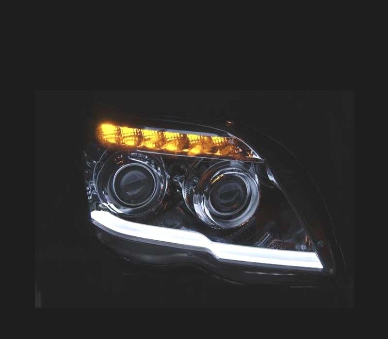 FARÓIS OPTICAS PARA MERCEDES GLK X204 LUZ DIURNA FUNDO CROMADO