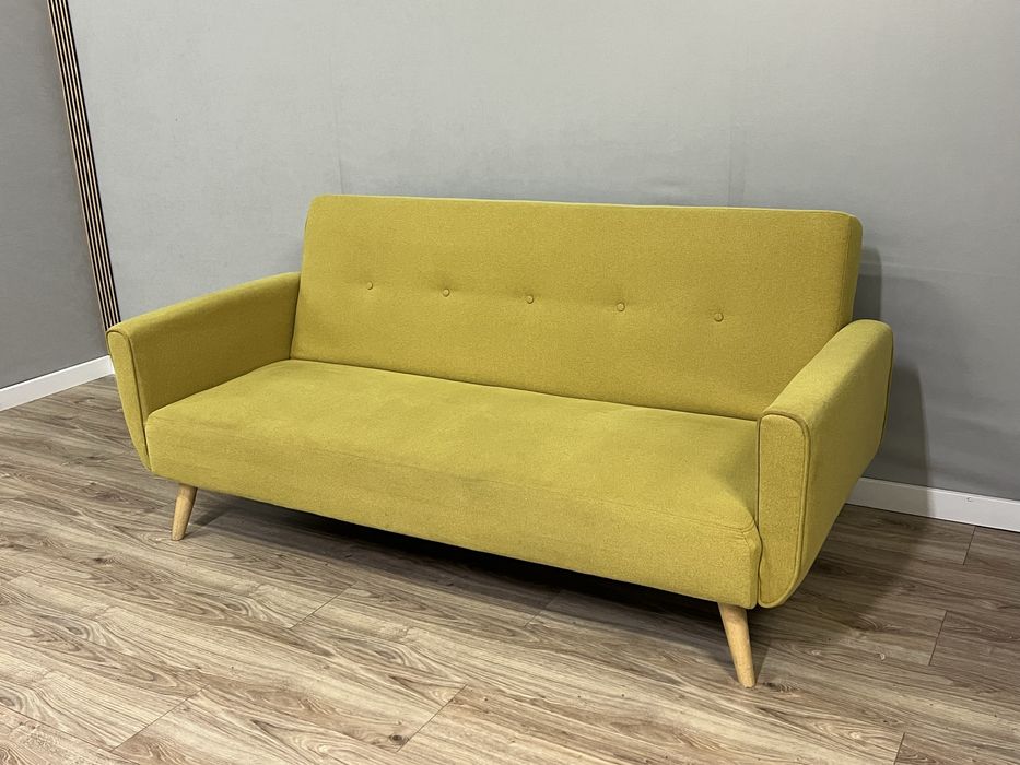 Żółta pikowana kanapa rozkładana sofa wersalka łóżko kompaktowa DOSTAWA DO DOMU !!!