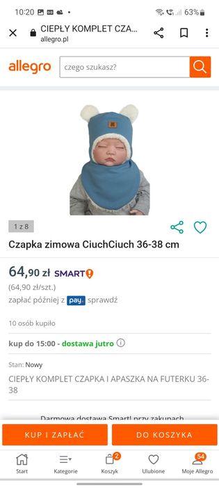 Kombinezon niemowlęcy rozm. 62 z czapeczkąi chustką