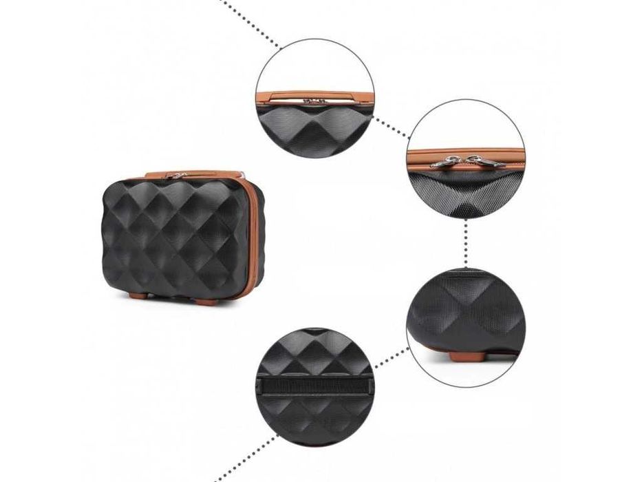 Kosmetyczka BRITISH TRAVELLER Kuferek Pasek Mocujący Czarny 31x25x17