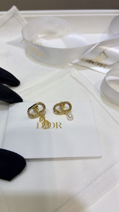 DIOR® Luksusowe kolczyki CD® ekskluzywna biżuteria kolczyki perły