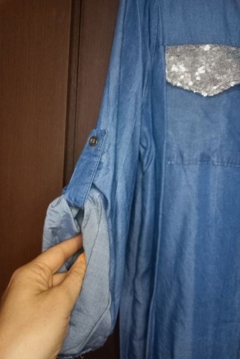 Vestido ou camisa italiano de ganga fina, tamanho XL