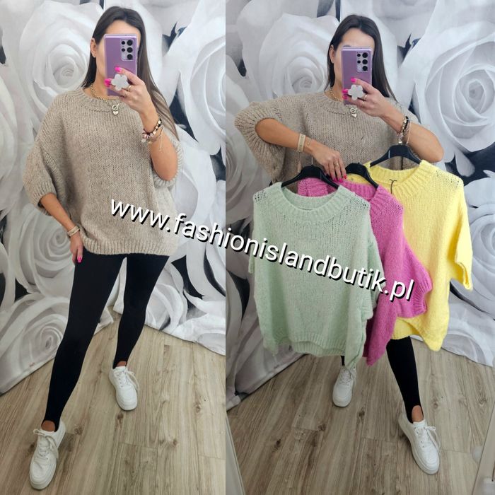 Sweter chmurka z krótkim rękawem