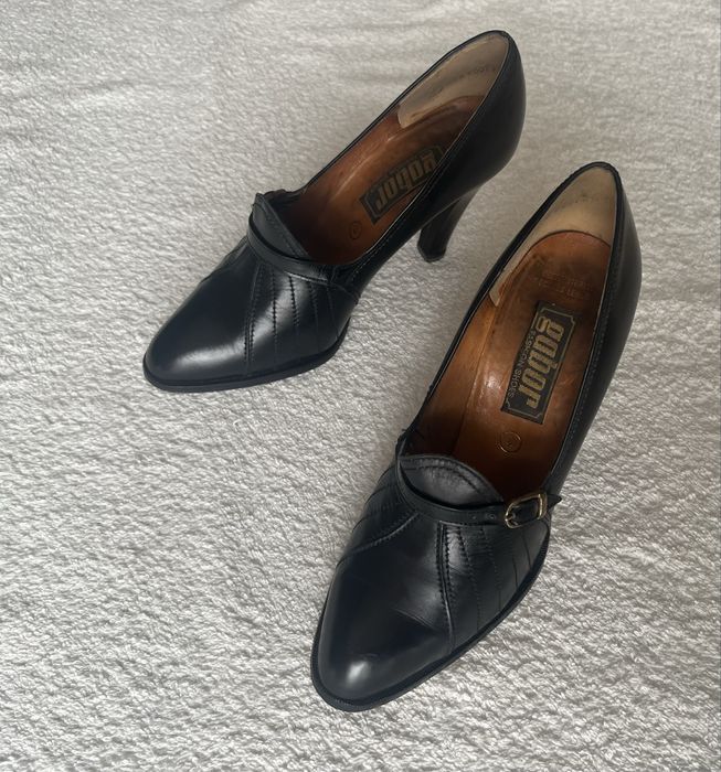 Skórzane niemieckie buty na obcasie