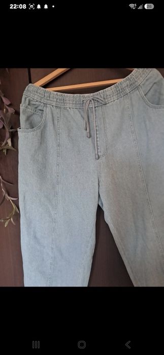 Bermudy damskie od 100cm pas guma dzins bawełna