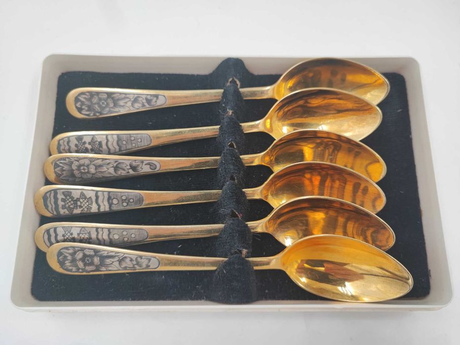 Десертні ложки "Северная Чернь" в комплекті 6 од.; срібло 875 проби