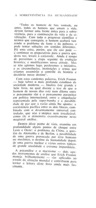 "A Sobrevivência da Humanidade" de Erich Fromm