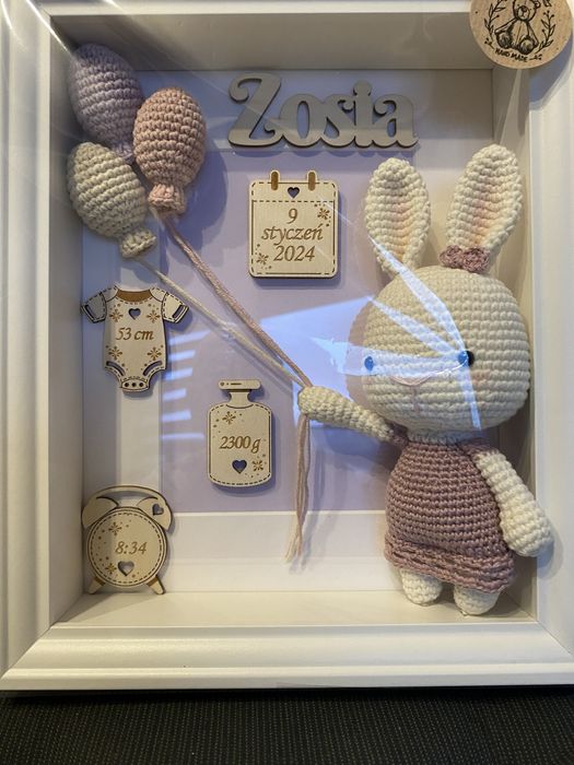 Metryczka ramka szydelko hand made