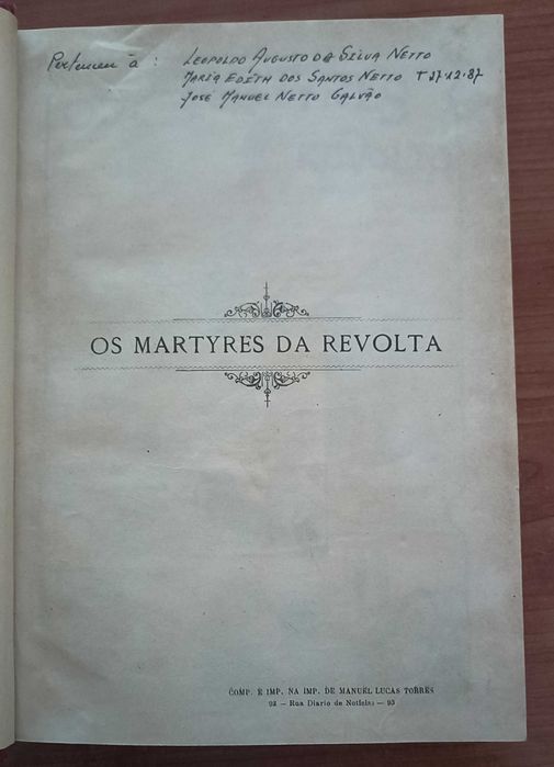 Os Martyres da Revolta por Faustino da Fonseca (1911)