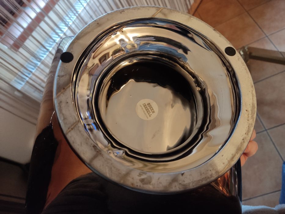 Patera owocarka piękna złoto - miedziana ceramika duża kolekcjonerska