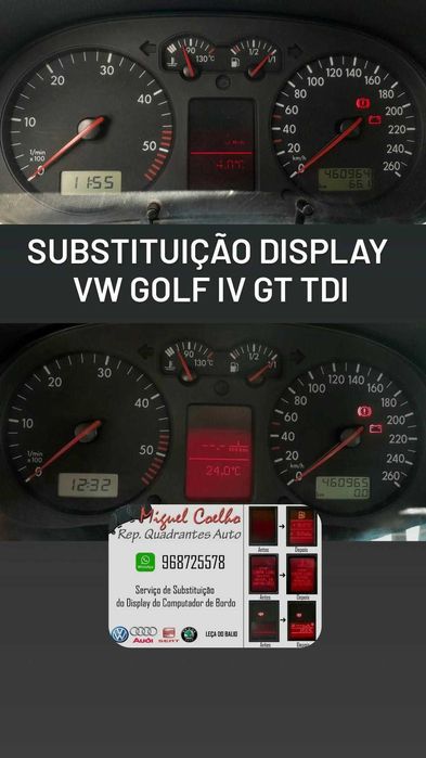 Substituição Display em Quadrante Volkswagen Golf IV 4 (apenas VDO)