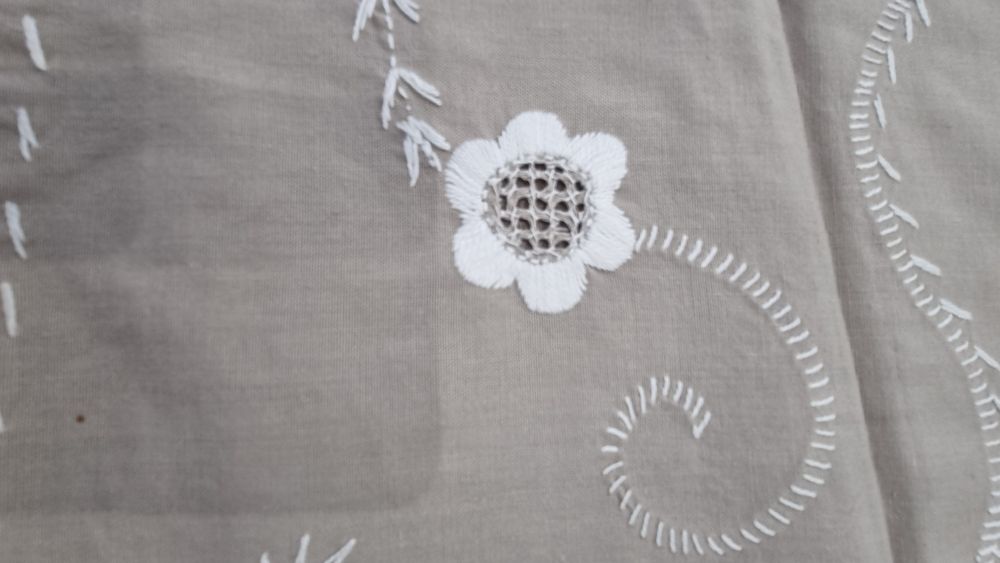 Toalha de mesa redonda bordada à mão com 6 guardanapos Galo de Barce