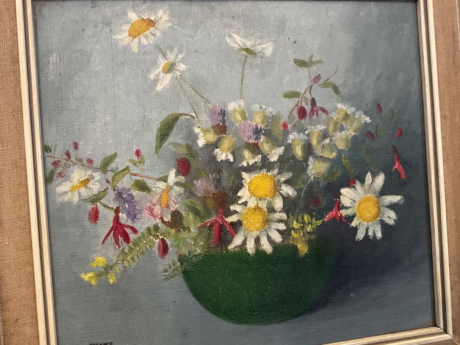 Pintura oleo on board flores 33x31 cm