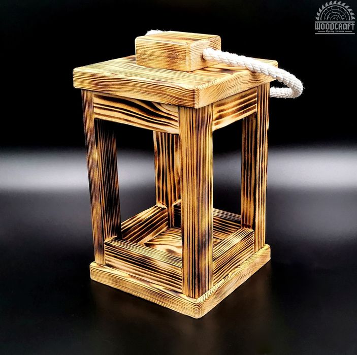 Drewniany lampion latarenka boho DIY