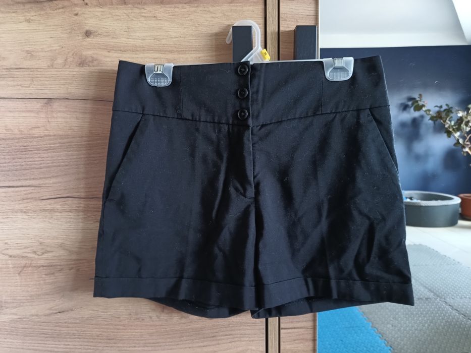 H&M spodenki eleganckie wysoki stan czarne S/M