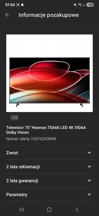 Telewizor 75 cali