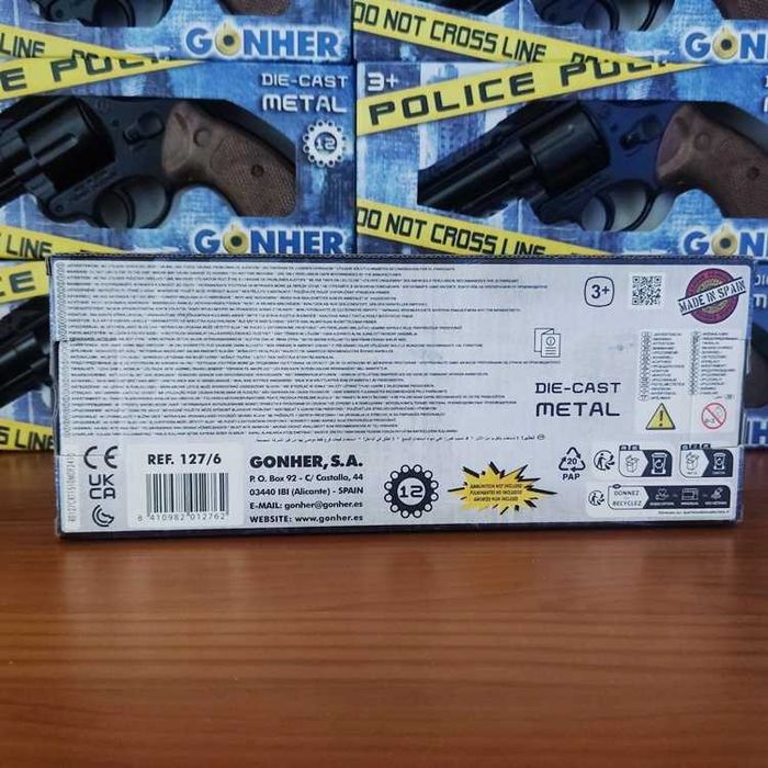 Pistola de policia metal de fulminantes 12 tiros 26,5x4x15cm