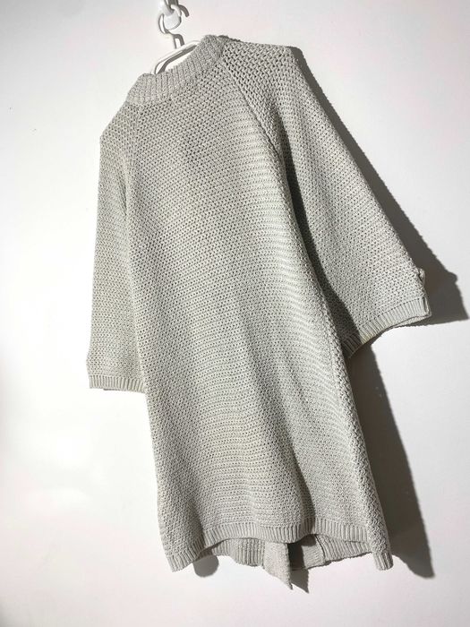 sweter szary srebrna nitka kimono kardigan z kieszeniami bawełna S 36