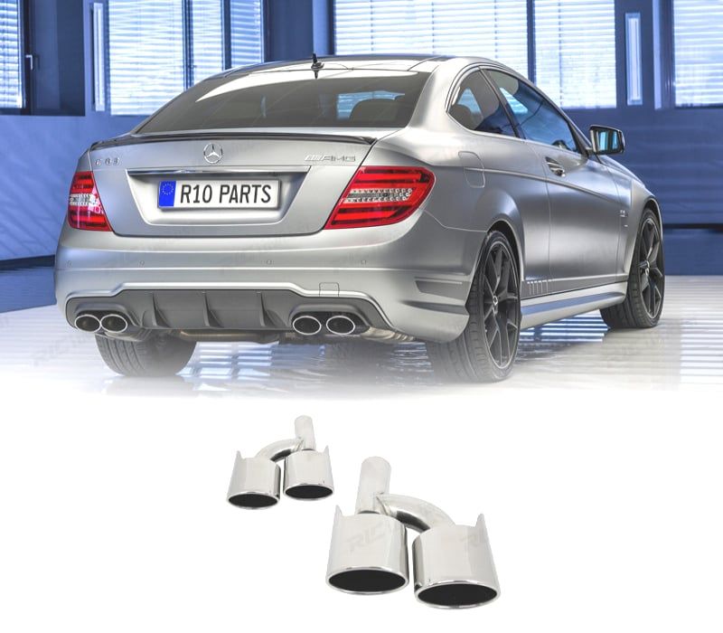 PONTEIRAS DE ESCAPE MERCEDES CLASSE C W204 07-14 LOOK C63 CROMADO