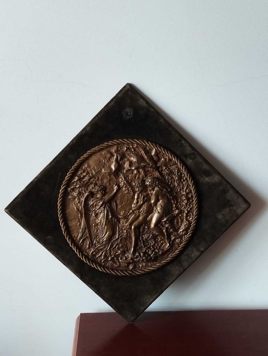 "A Expulsão do Paraíso" - Placa Bronze Antiga