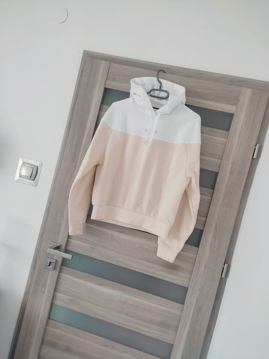 Beżowa bluza z kapturem z bawełną Roxy roz S