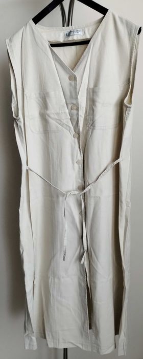 Sukienka bez rękawów lniana bawełniana XXXL