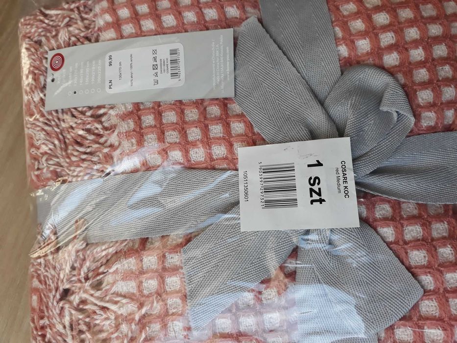 Pled koc Home&You Cosare red medium łososiowy - brudny róż 130x170