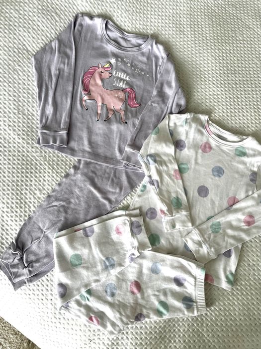 H&M dwie śliczne piżamki bawełna 110 cm jednorożec mało używane