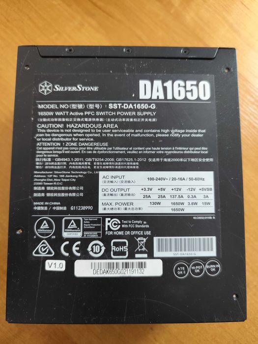 Zasilacz SilverStone DA1650   80 PLUS