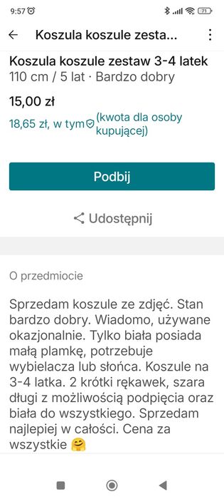 Koszule komplet koszula 3-4 latek 110-116
