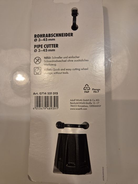 WURTH Obcinak do rur ze stali nierdzewnej 3-45mm