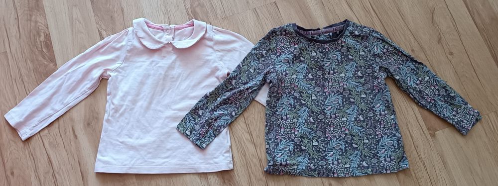 Next 80 86 2 szt bluzka długi rękaw pudrowy róż kwiaty dla dziewczynki